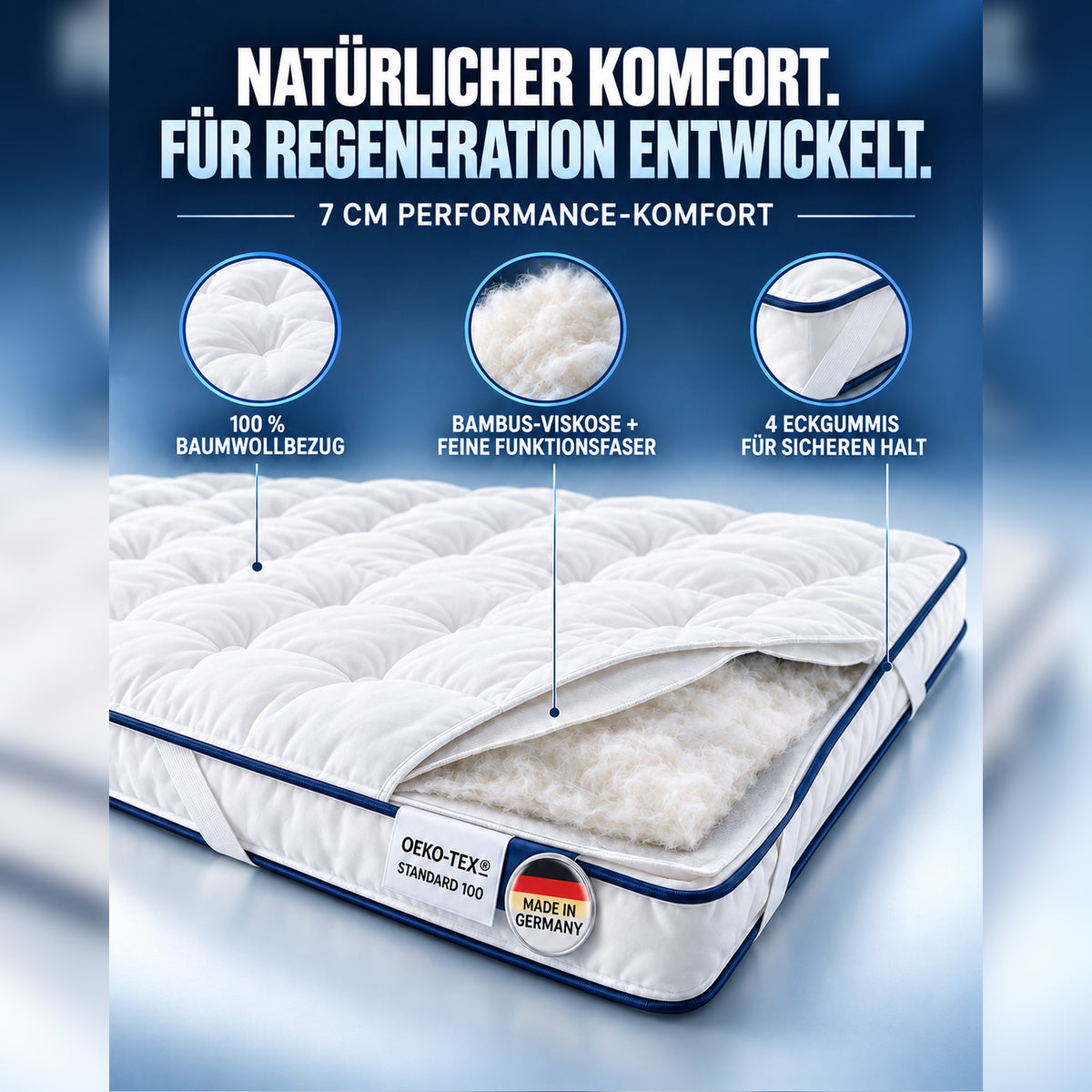 Bambus Topper 7 cm – atmungsaktiver Naturfaser-Topper allergikerfreundlich