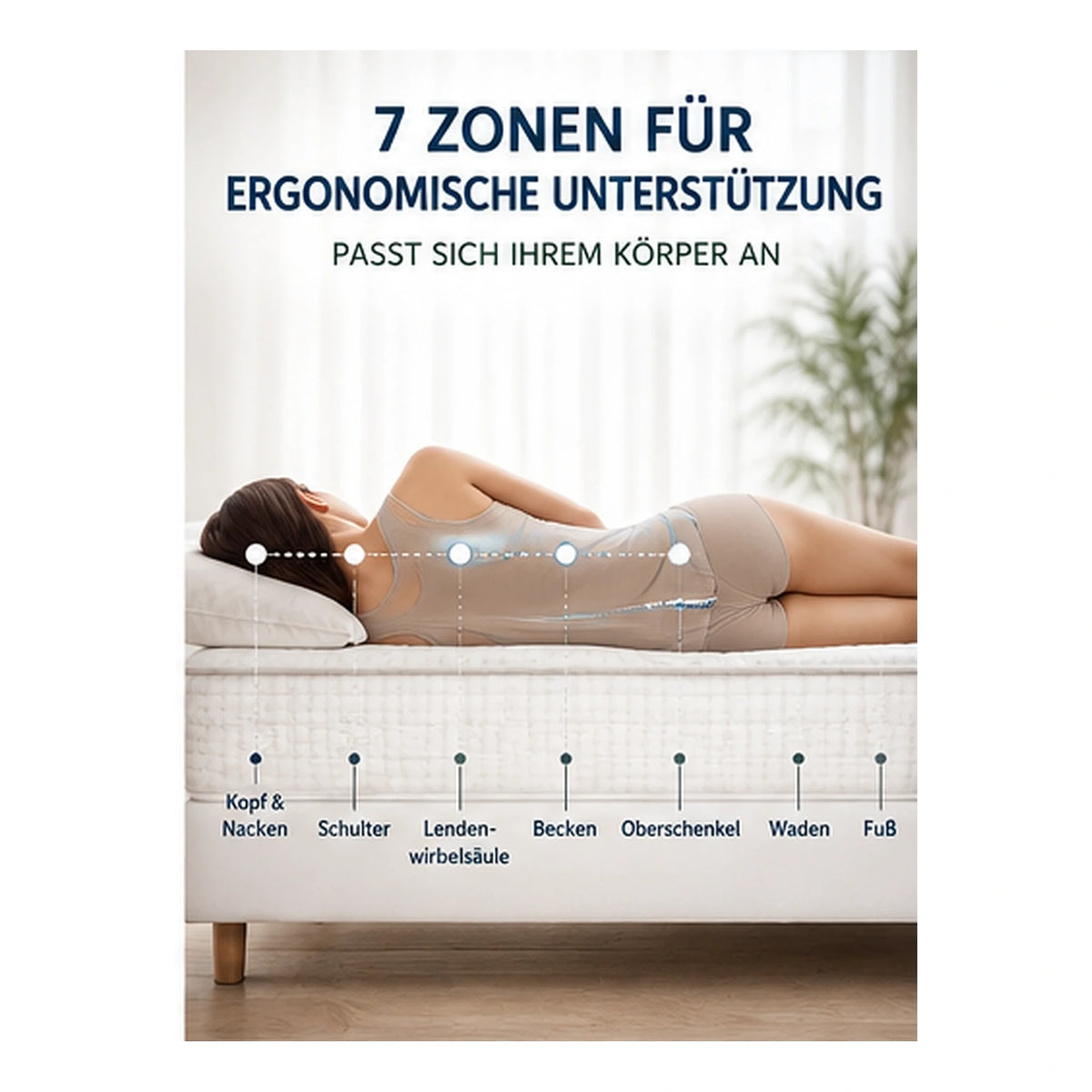 7-Zonen Taschenfederkern-Matratze antibakteriell mit 2 Härtegraden