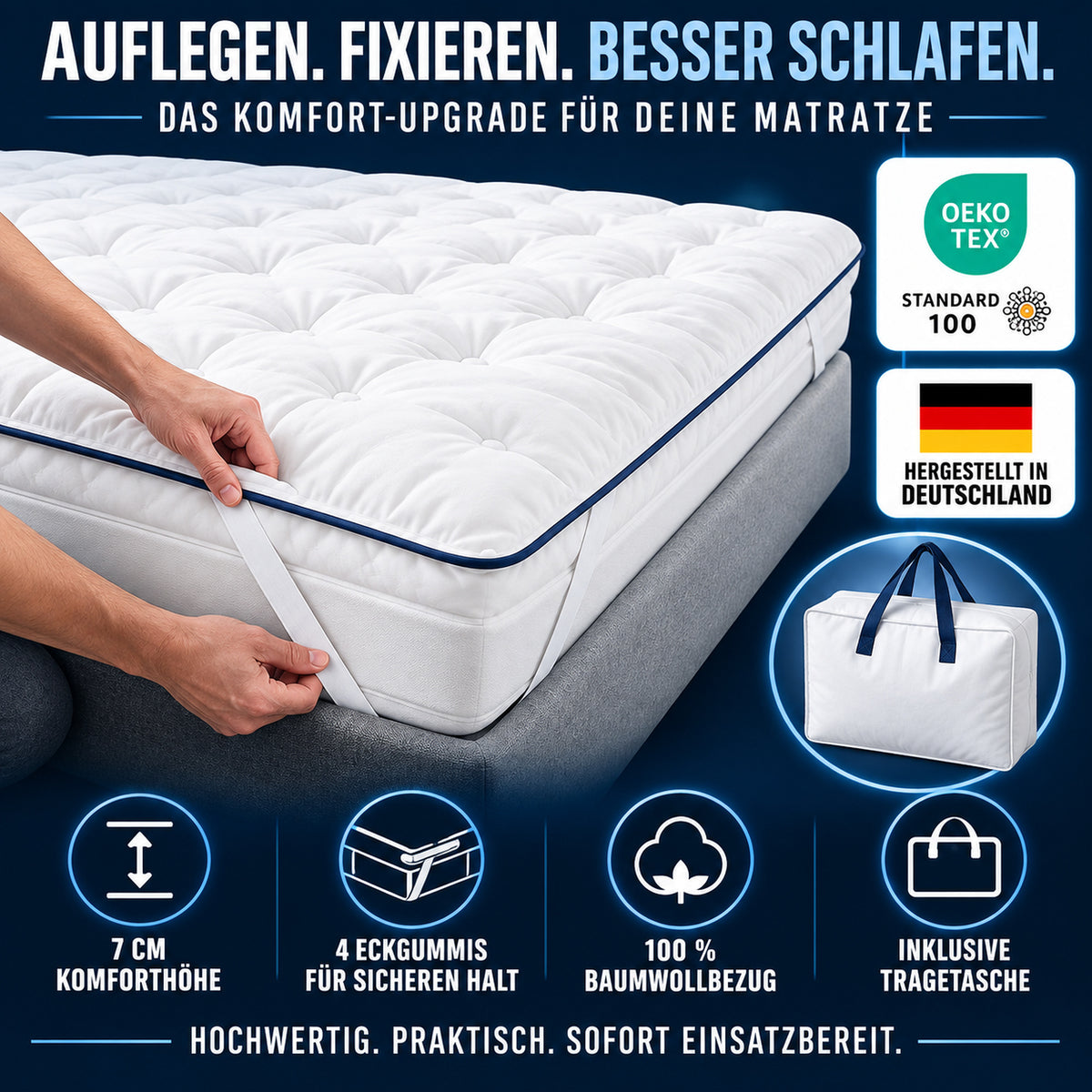 Bambus Topper 7 cm – atmungsaktiver Naturfaser-Topper allergikerfreundlich