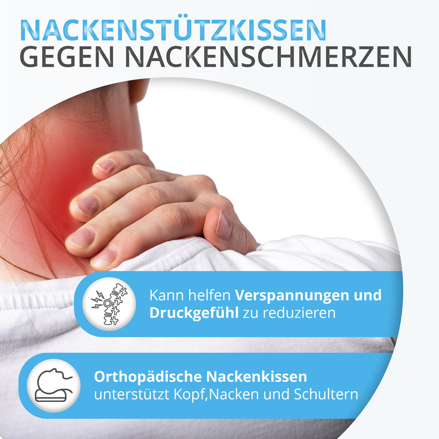 Nackenstützkissen 50x30 cm, ergonomisches Nackenkissen orthopädisch höhenverstellbar, gegen Nackenschmerzen, atmungsaktives Tencel Kissen waschbar, für Seiten Rücken Bauchschläfer