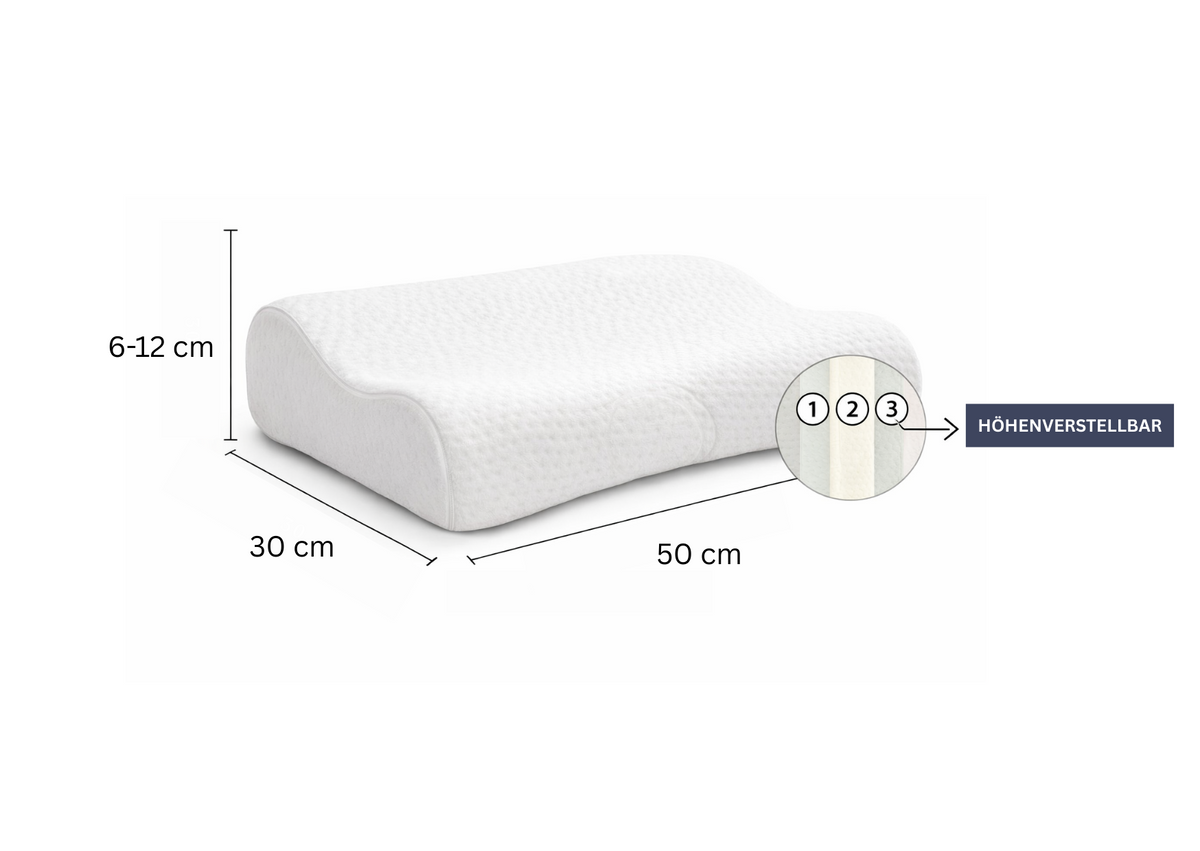 Nackenstützkissen 50x30 cm, ergonomisches Nackenkissen orthopädisch höhenverstellbar, gegen Nackenschmerzen, atmungsaktives Tencel Kissen waschbar, für Seiten Rücken Bauchschläfer