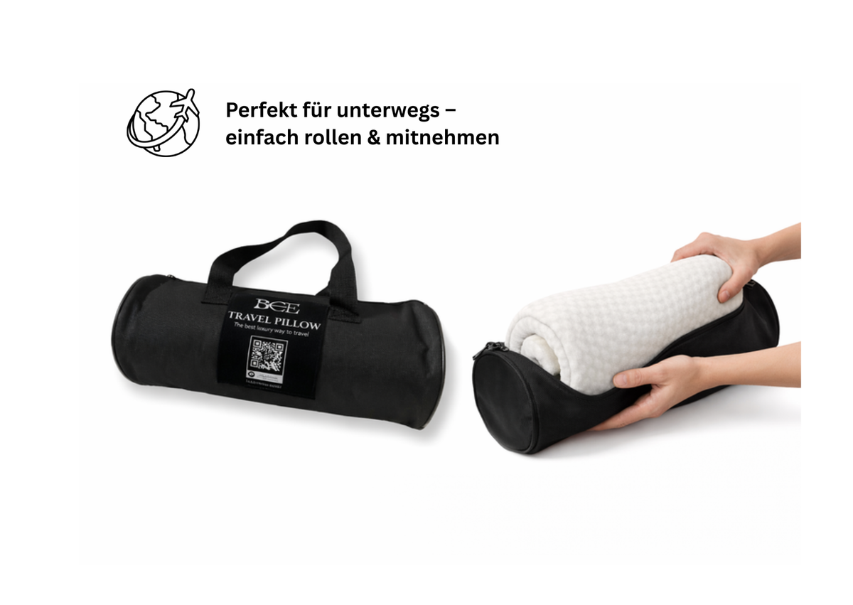 5cm Reisetopper mit Tasche I Hotel, Couch Topper & Camping Topper rollbar für die Reise | Reisematratze Erwachsene & Kinder | Viscoschaum | Travel Must Haves